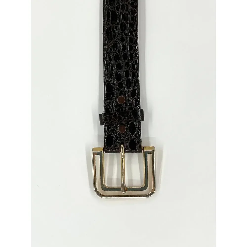 Justin Genuine Alligator Leather Belt 34 Dark Brown Western Removable Buckle